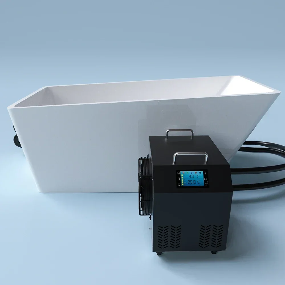 

Custom acrylic ice tub cooling water treatment deep immersion cold plug tub with Wifi chiller cooling system