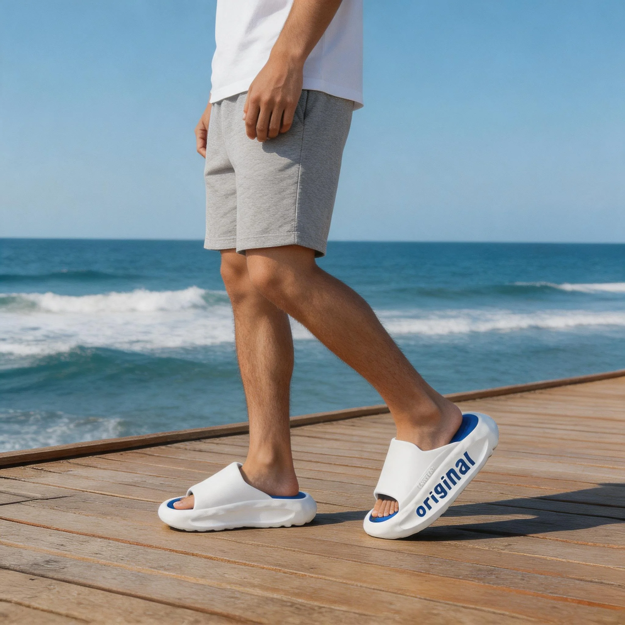Men's Summer EVA Chunky-Soled Beach Sandals: Trendy Slippers for Outdoor WearComfortable and Soft Summer Slippers