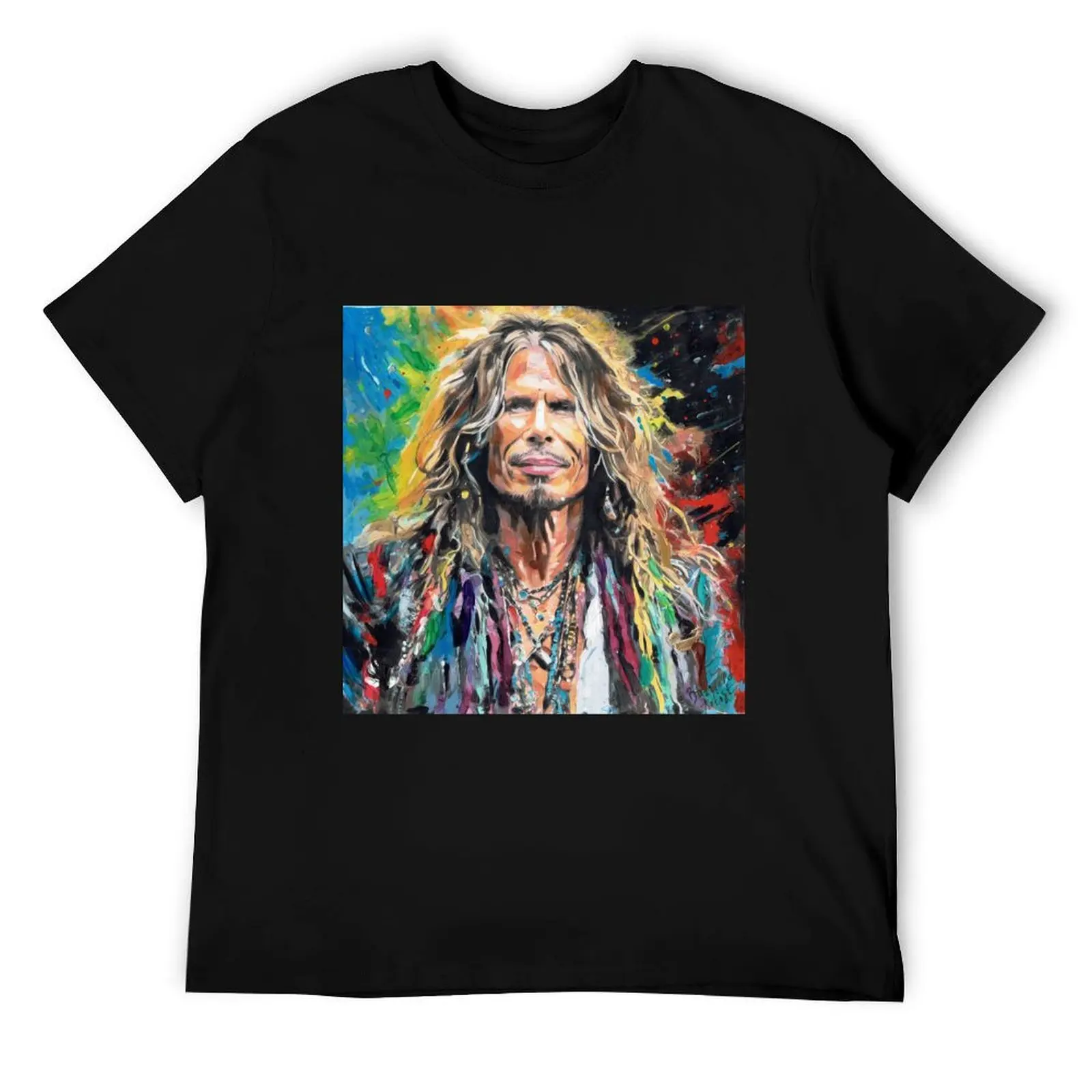 

AEROSMITH STEVEN TYLER ACRYLIC SPLATTER PAINTING T-Shirt t shirts for man pack cotton man t shirt designer T-Shirt