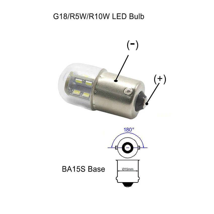 2pcs Motorcycle Led Lights 1156 BA15S G18 R5w R10W 6V 12v 24V Auto Bulbs Equipment Indicator 2W Chips Signal Lamp