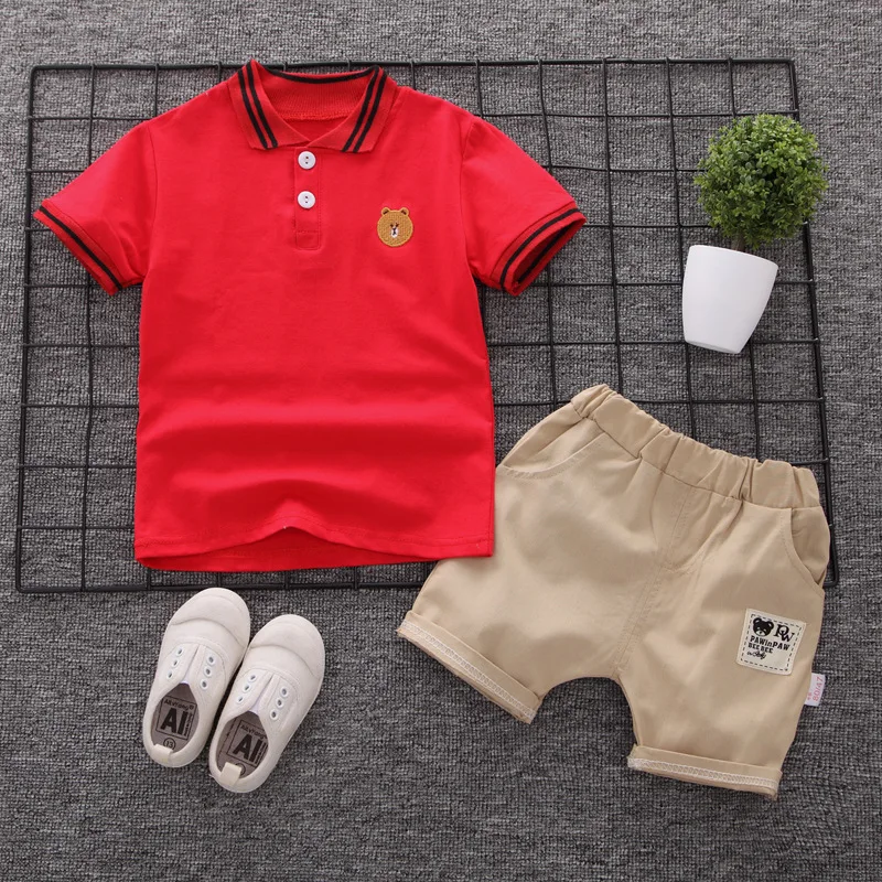 Baby Kleidung Sommer Kinder Kleidung Polos hirt setzt Jungen kurze Kleinkind Ärmel T-Shirt Kinder Sporta nzug 2 stücke Baumwolle 1-5y