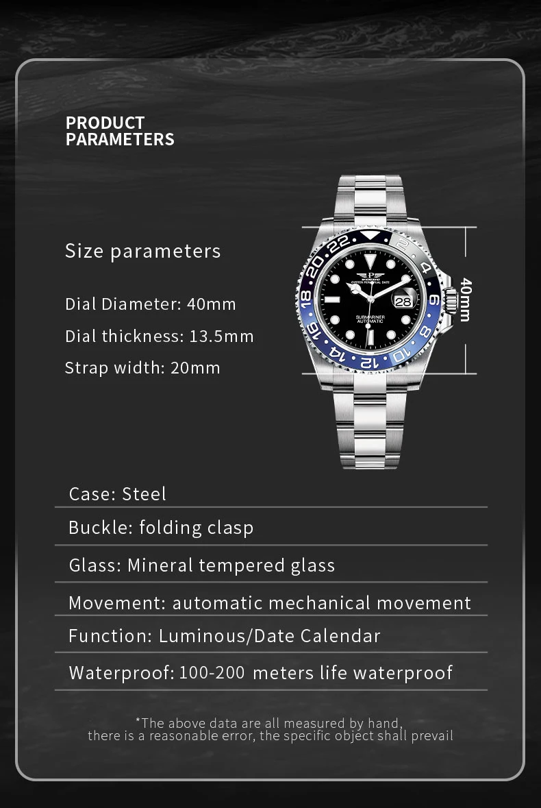 Reloj Hombre PINDU DESIGN Water Ghost Yacht Men Mechanical Wristwatch 40MM Luxury Ceramic Automatic Watch For Men Relogios