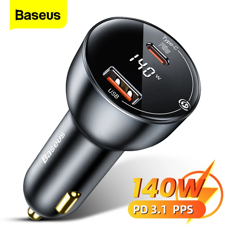 

Baseus 140W PD 3.1 Car Charger USB Type C Charger PPS Quick Charge 3.0 QC3.0 Fast Charging For Macbook Pro Laptop iPhone Samsung