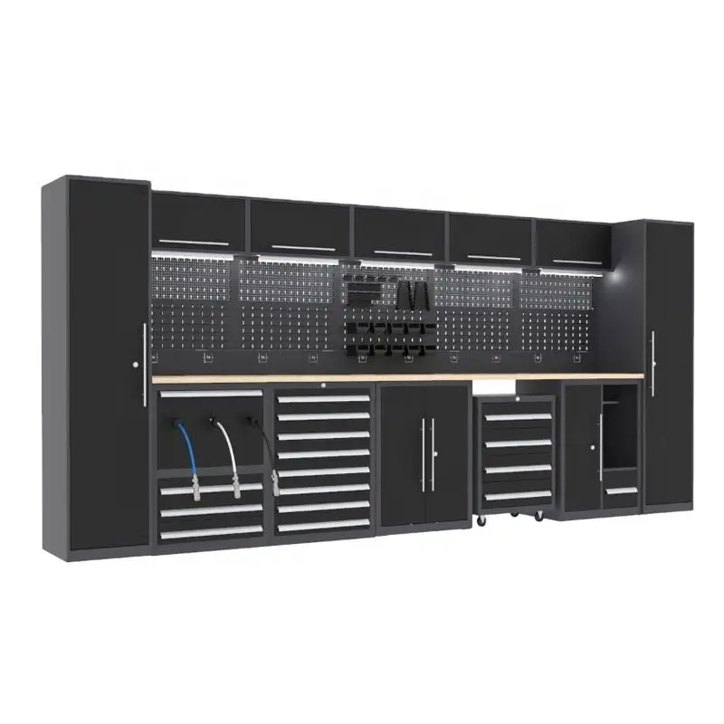 Premium Steel Tool Storage Combination: Drawer Cabinet + Double-Door Cabinet Designed For Garage Mechanic Tools Organization