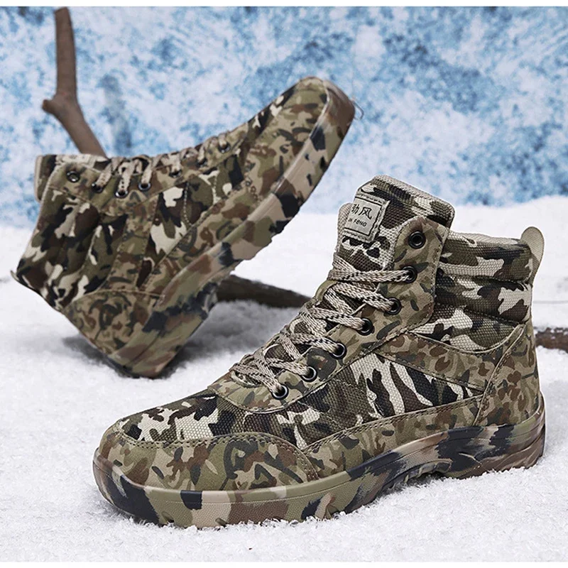 Men\'s Boots Winter Combat Shoes For Men Outdoor Sport Climb Mountains Cross Country Camouflage Men Sneakers masculinos