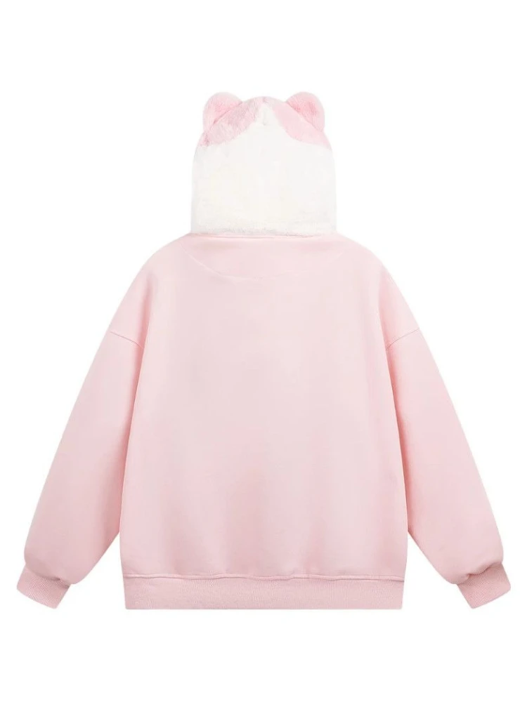 Japanese Kawaii Autumn Hoodies Long Sleeve Pretty Sweet Cartoon Embroidery Coats Harajuku Lovely Loose Lint Sweatshirts 2025 New