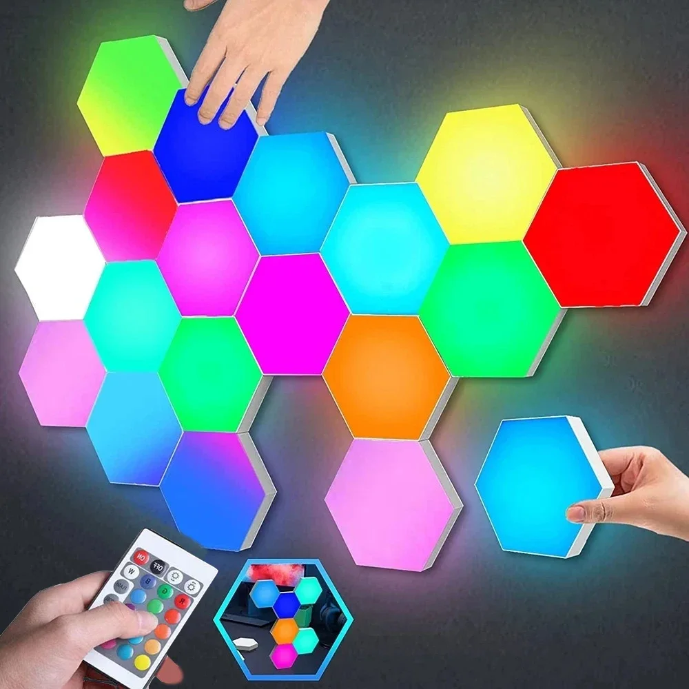 6pcs Touch Control Hexagonal LED Wall Light,Honeycomb Lights, Touch Sensitive Wall Lights, Night Lights, Honeycomb Lights