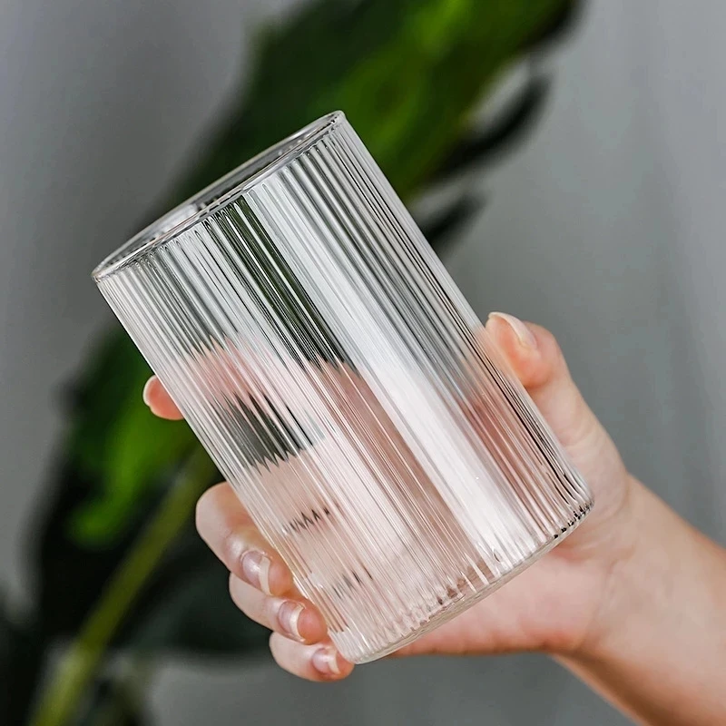 1/3/6PCS Japanese Striped Heat-Resistant Glass Transparent Water Cup Home Net Celebrity Ins Drinking Juice Cup Wine Glasses