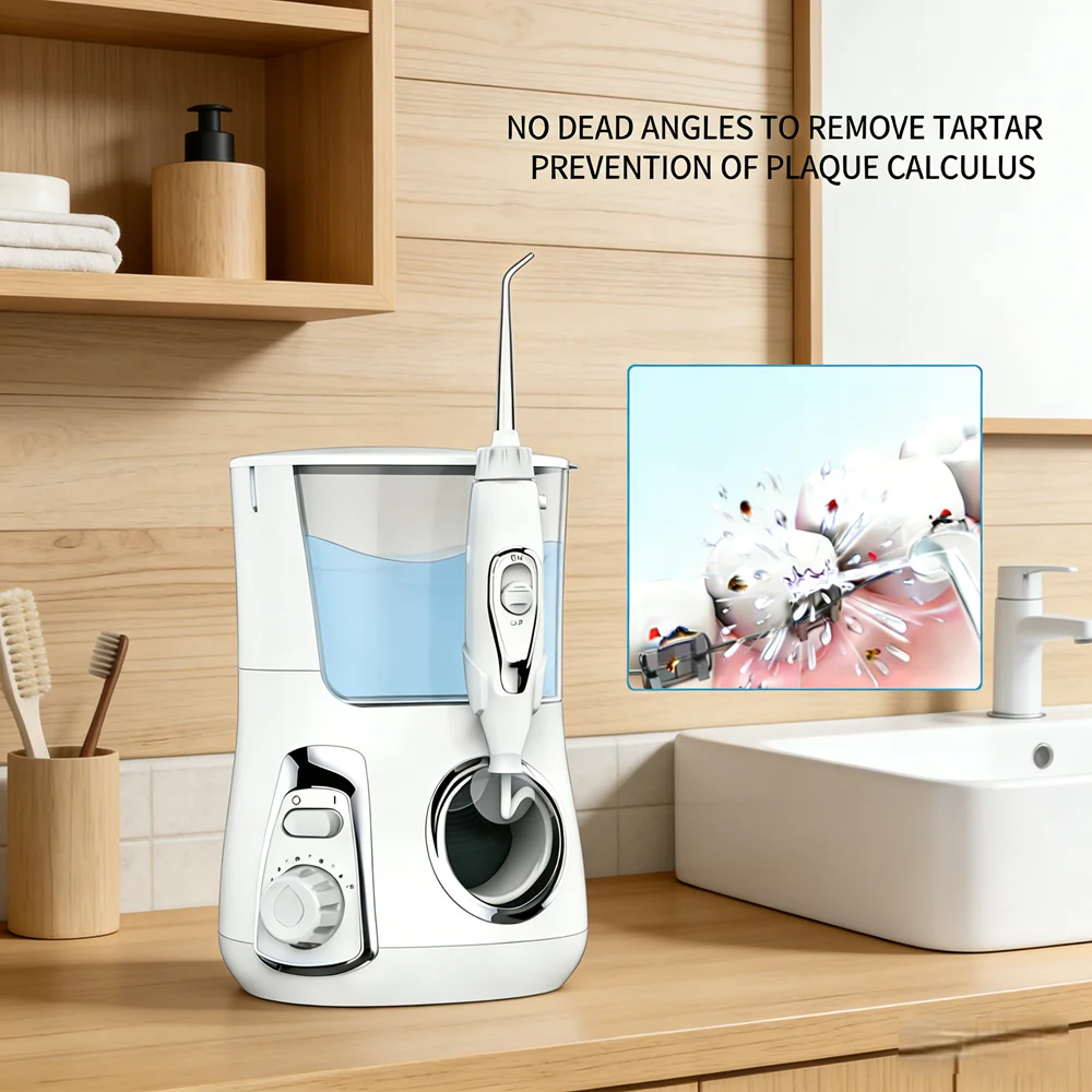 

Ирригатор для полости рта 800 мл для домашнего использования, 10 умных режимов, 5 сменных насадок, борется с неприятным запахом изо рта и предотвращает кариес