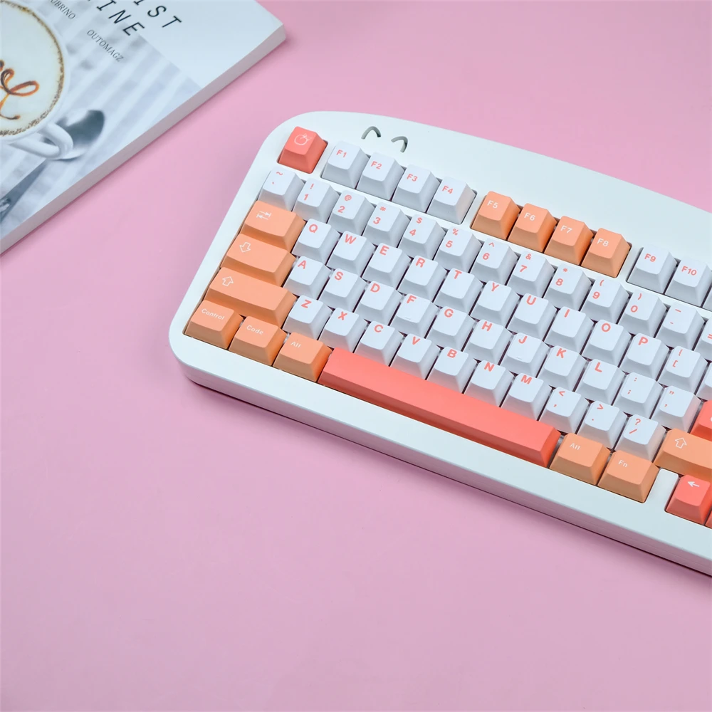 GMK Peach Keycaps, 129 teclas, PBT, sublimação de corante, perfil cereja para Gateron, MX Switch, teclado mecânico, CEREJA