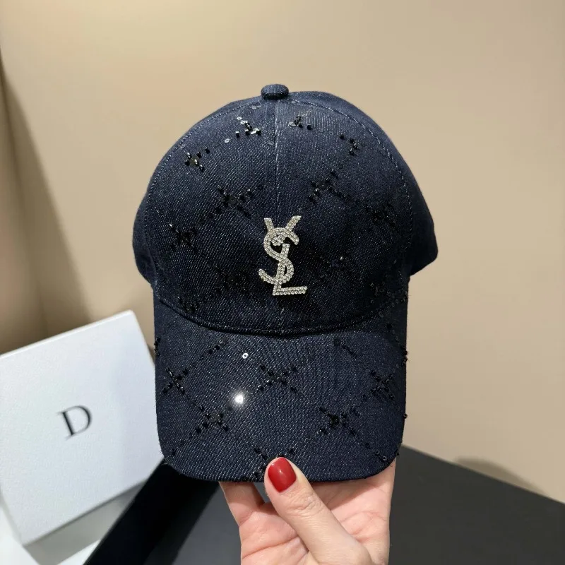 

Rhinestone Baseball Cap Women Denim Sequins Adjustable Oversized Brim Luxury Sun Protection Unisex TikTok Viral Free Shipping​​