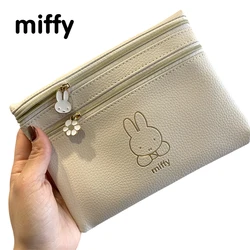 Kawaii Miffy Cute PU Waterproof Makeup Bag Flower Zipper Multi-function Document Storage Bag Wallet Christmas Gift Toys
