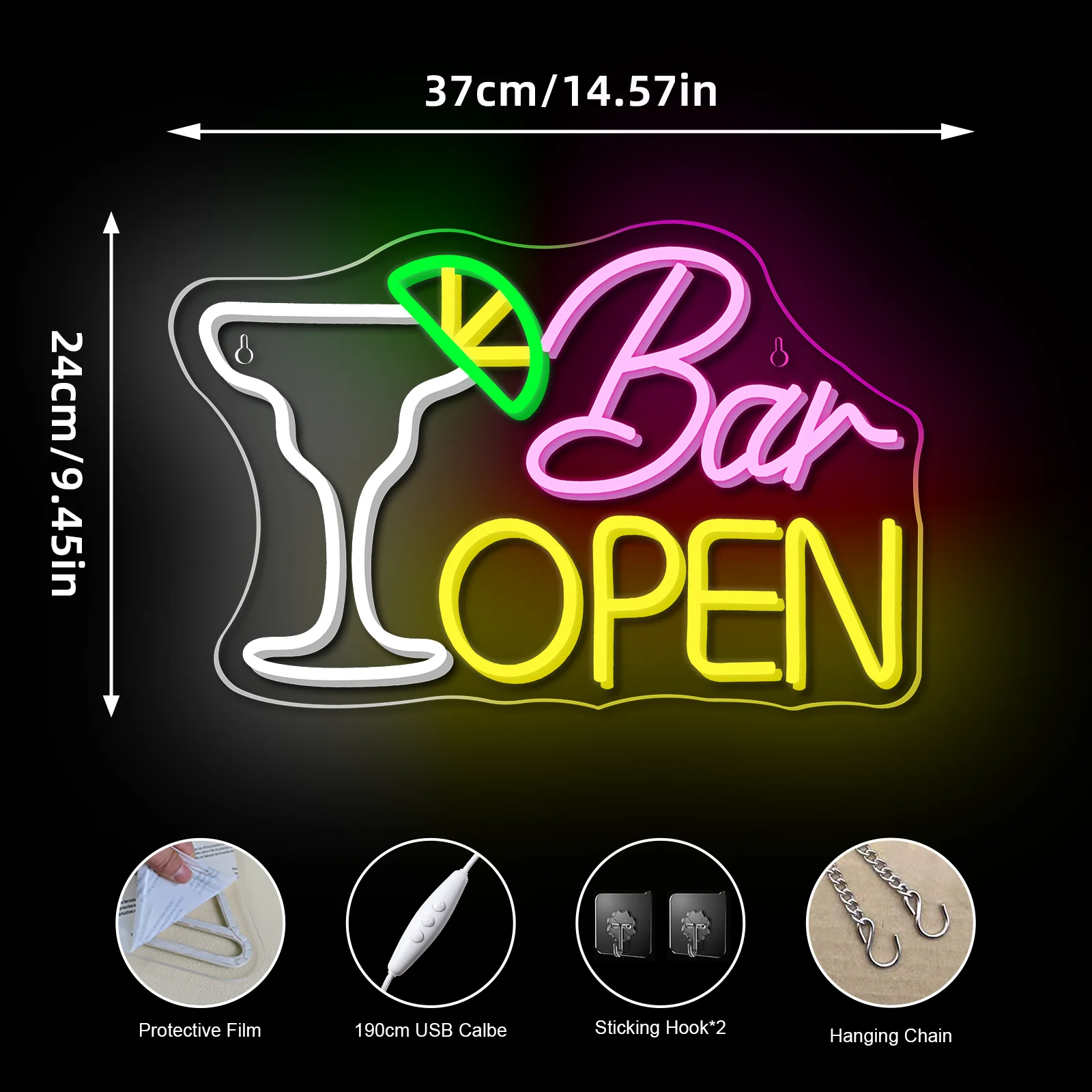 Bar Open Neon Signs Palm Tree Sign Beer For Beer Bar Coffee Cafe Club Store Home Pub Man Cave Summer Beach Party Business Decor