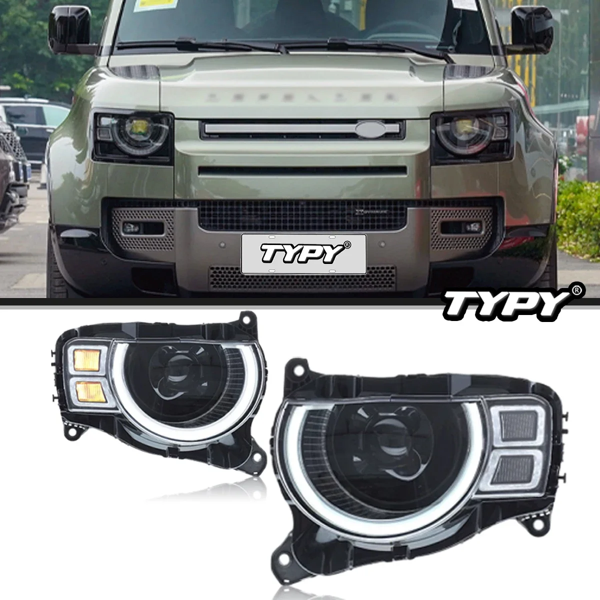

TYPY Автомобильные фары для Land Rover Defender 2020-2023, светодиодные фары, дневные ходовые огни, DRL, указатель поворота, Стайлинг автомобиля
