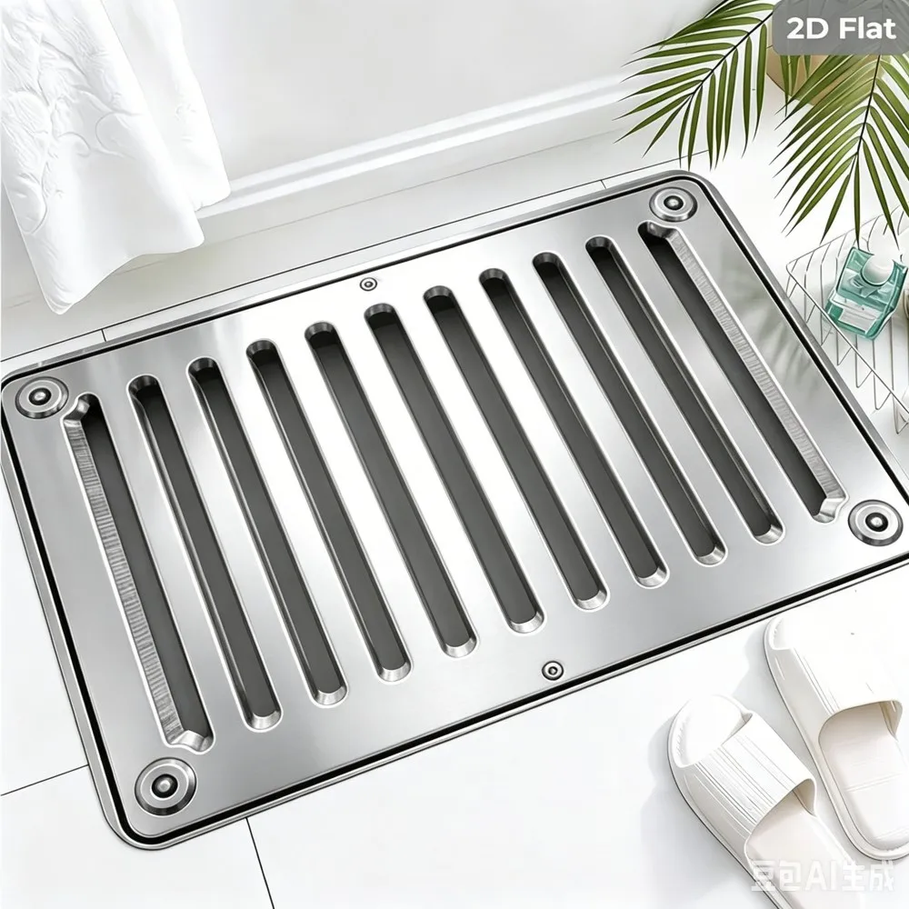 Industrial Style Floor Carpet Iron Grating Printed Non Slip Bath Kitchen Doormat Front Door Entrance Rug Home Decor