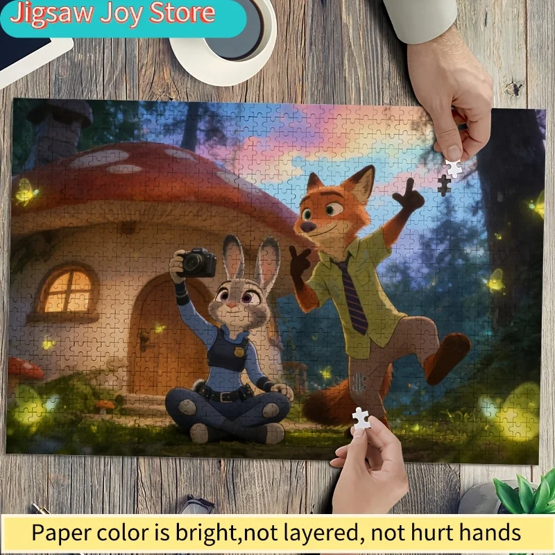 1000pcs Disney Zootopia Judy Hopps and Nick Wild Poster Puzzle | High Difficulty, Home Decor, Suitable for Classroom, Kitchen,