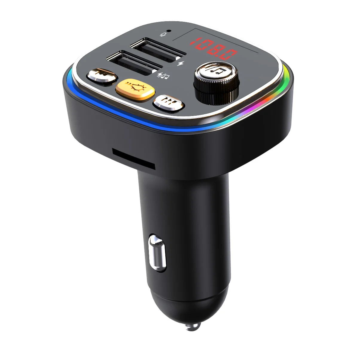 FM Transmitter Bluetooth Version 5.0 Car Player Kit Card Car Charger Quick with Dual USB Voltmeter AUX IN/OUT DC