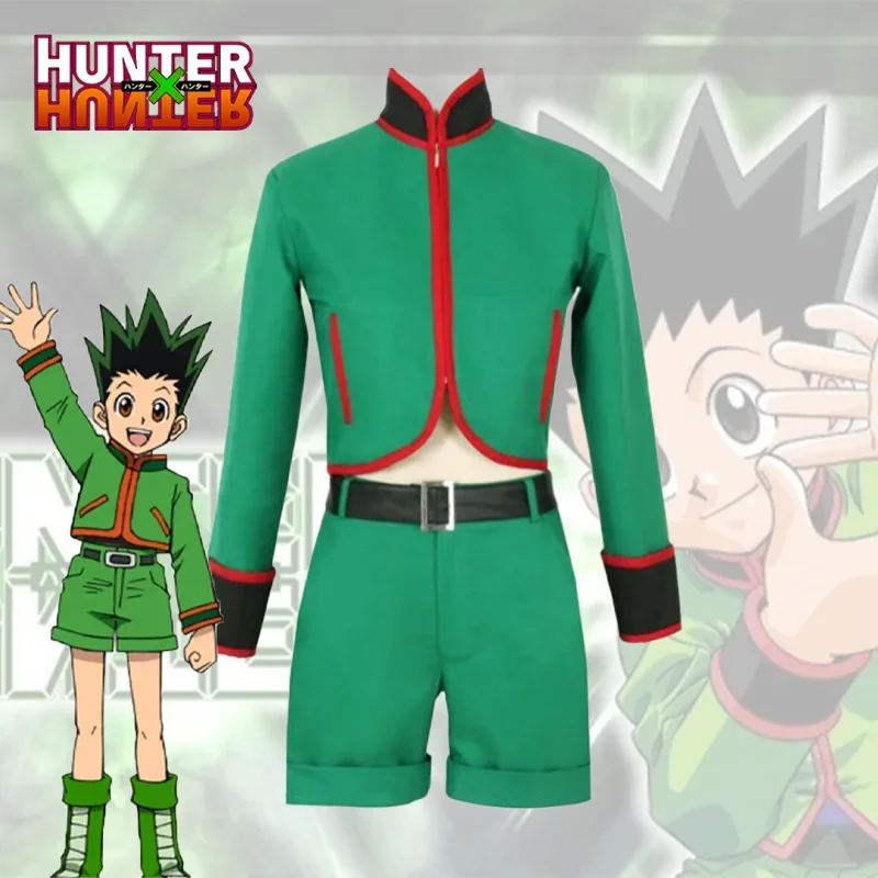 

Anime Hunter x Hunter Gon Freecss Cosplay Costume Green Uniform Suit Halloween Party Play Role Carnival Men Comic Con Clothes25