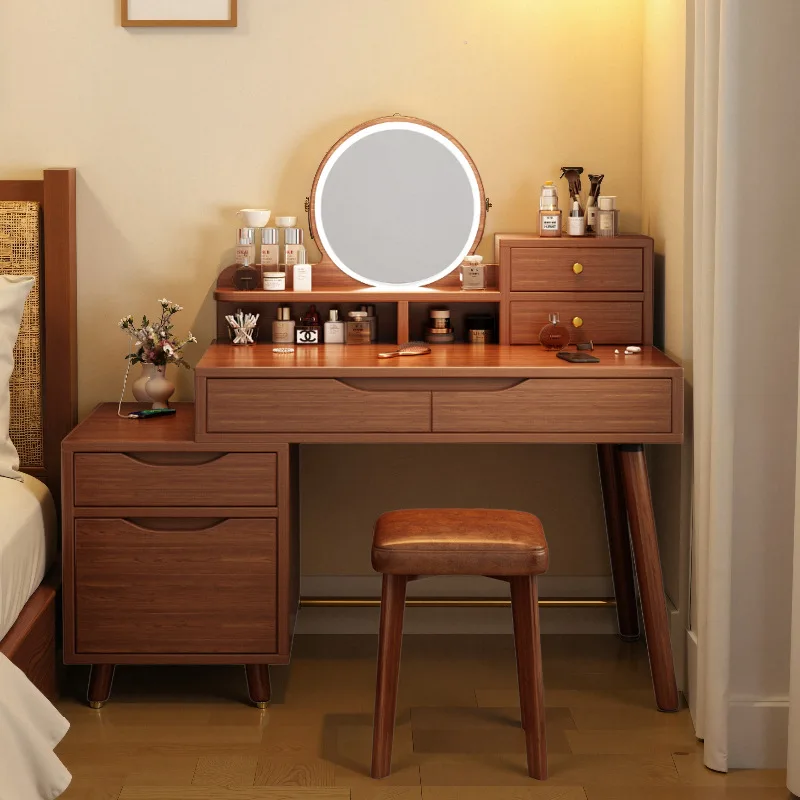 Essentials Simple Vanity Desk Removable Equipments Wood Corner Dresser Vanity Desk Drawers Storage Coiffeuse Chambre Furniture