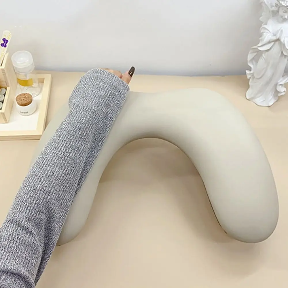 U-shaped Nail Arm Rest Cushion Space-saving Wooden Base Foldable Nail Pillow Soft Tilt Design Nail Art Stand Nail Accessories
