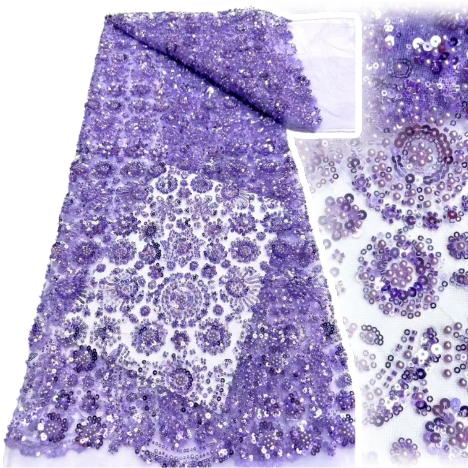 

2026 Madison Mesh Lace Fabric Beads African Lace Fabrics Nigerian Mesh Lace Fabric for Diy Dresses Party Wedding 5 Yards 2000