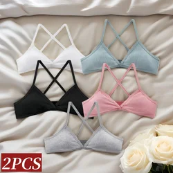 2Pcs/Set Vneck Bras For Women Push Up Bra Without Pads Sexy Lingerie Breathable Sports Bralette Wireless Seamless Underwear