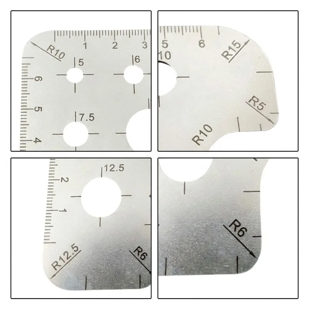 Multi Purpose Leather Ruler Stainless Steel Scale Line Tool for Measuring Angles and Cutting Rounded Corners Precisely