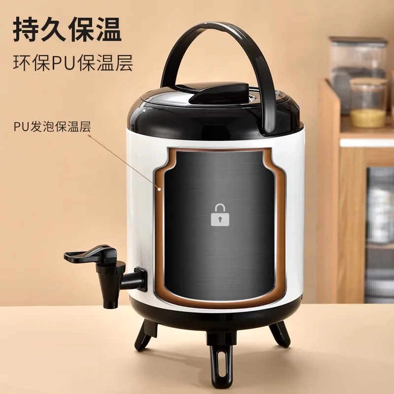 Milk tea bucket stainless steel large-capacity soy milk bucket hot and cold double-layer thermal insulation ice tea