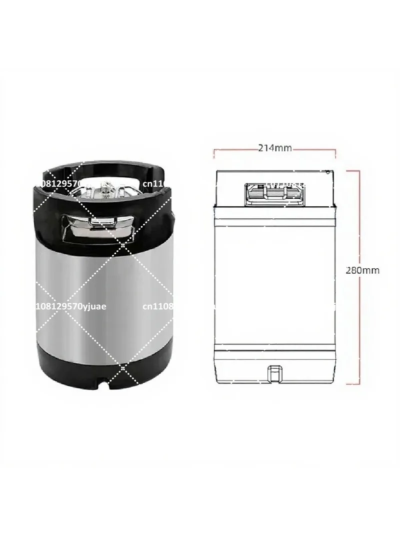 1.75 Gal Stainless Steel Beer Keg with Rubber Handle, Homebrew Growler Barrel, Leak Proof Top Lid, Ball Lock Type Beer Bucket