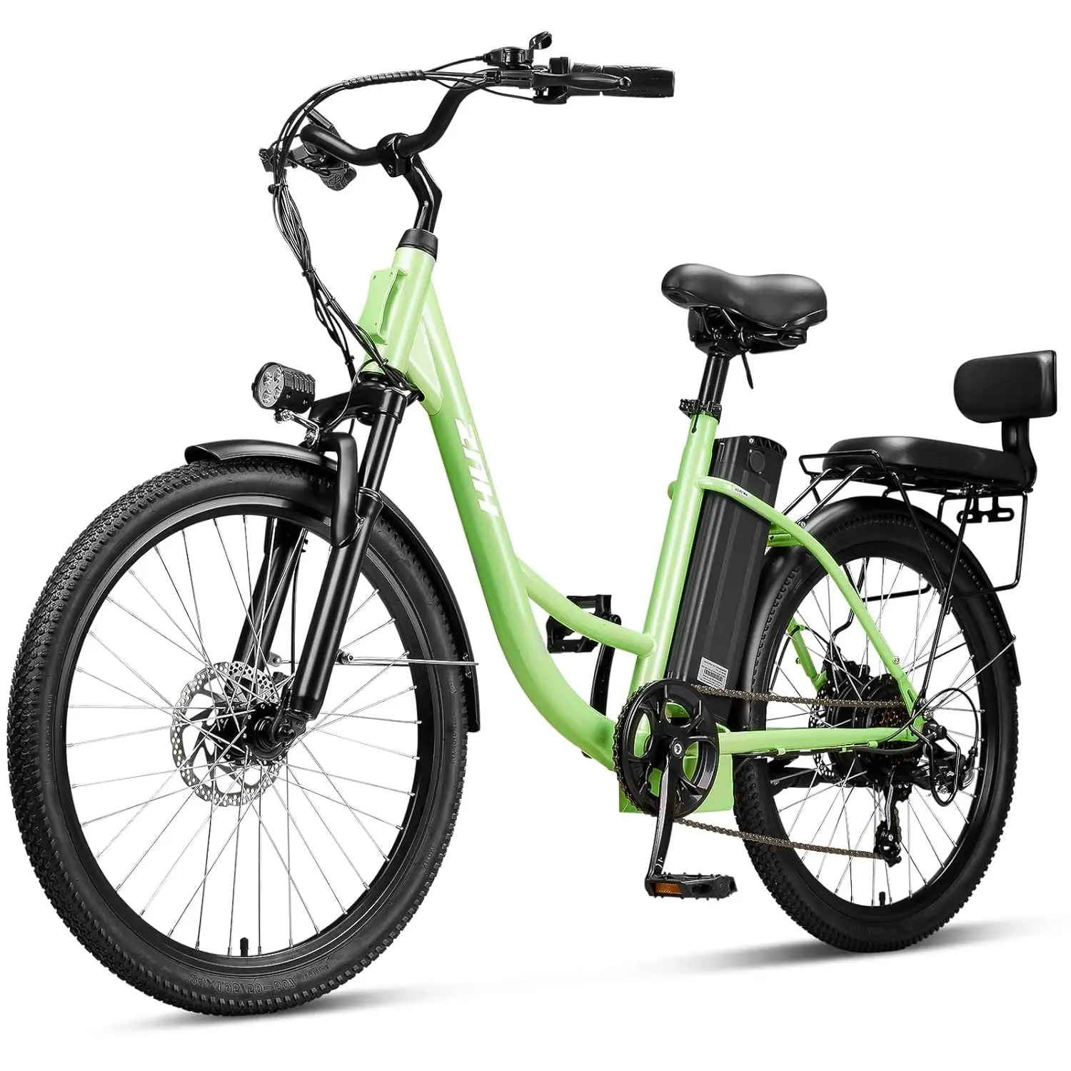 

1000W 48V 19.6Ah Removable Battery Electric Bike, 35-85 Miles 25 MPH Step Thru 24" Commuter 7-Speed UL 2849, Customized