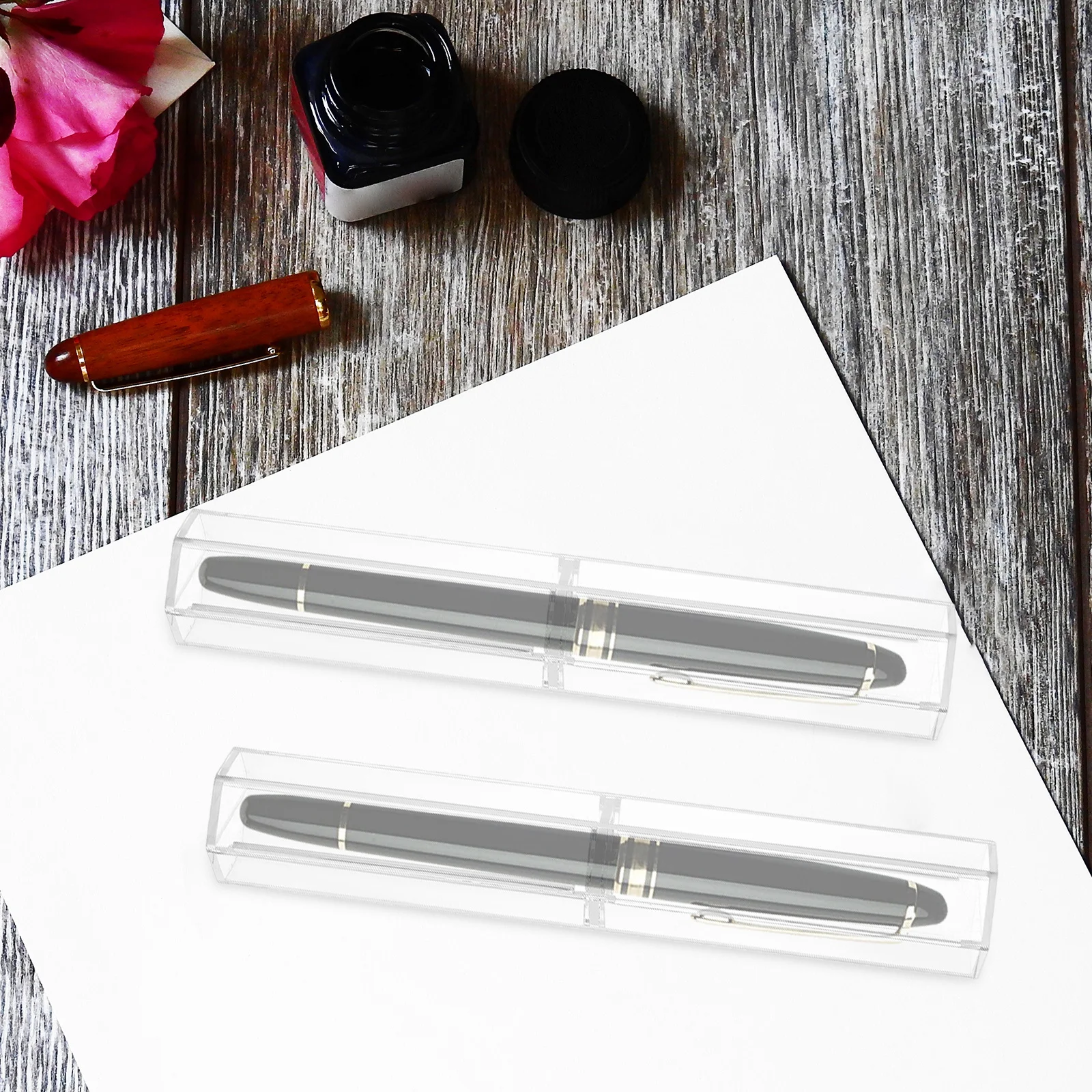 

10Pcs Transparent Hexagonal Pen Case Small Pencil Box Stylish Pen Holder Gift Packaging Pencil Box Clear Ballpoint Boxes
