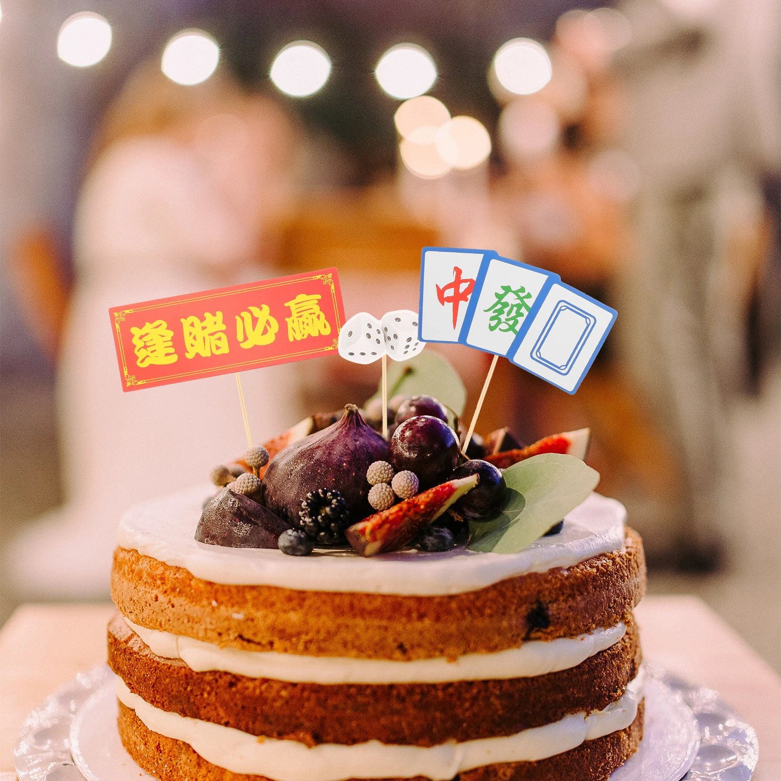 

80pcs Mahjong Toppers Party Supplies Cake Decor Chinese Tiles Cake Dessert Toppers Birthday Party Favors Picks Photo Props