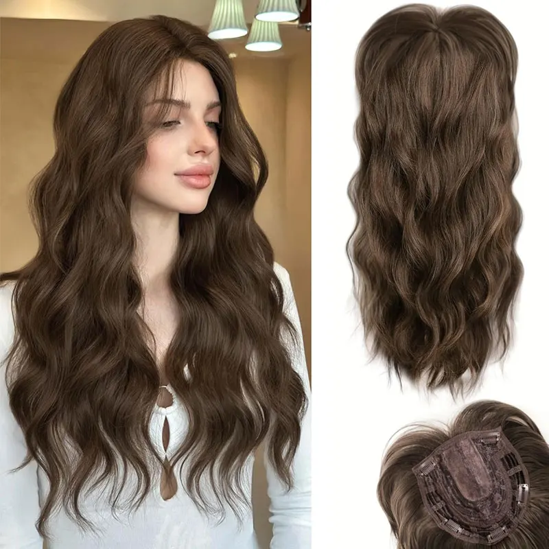 

Накладка для волос на заколках, для женщин, 20 дюймов, длинные волнистые кудрявые волосы, синтетический парик, придает объем