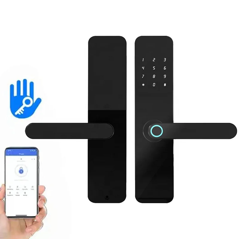 

China Factory Smart Locks Manufacturer Digital Rfid Card Biometric Wooden Door Handle Smart Lock For Glass Doors