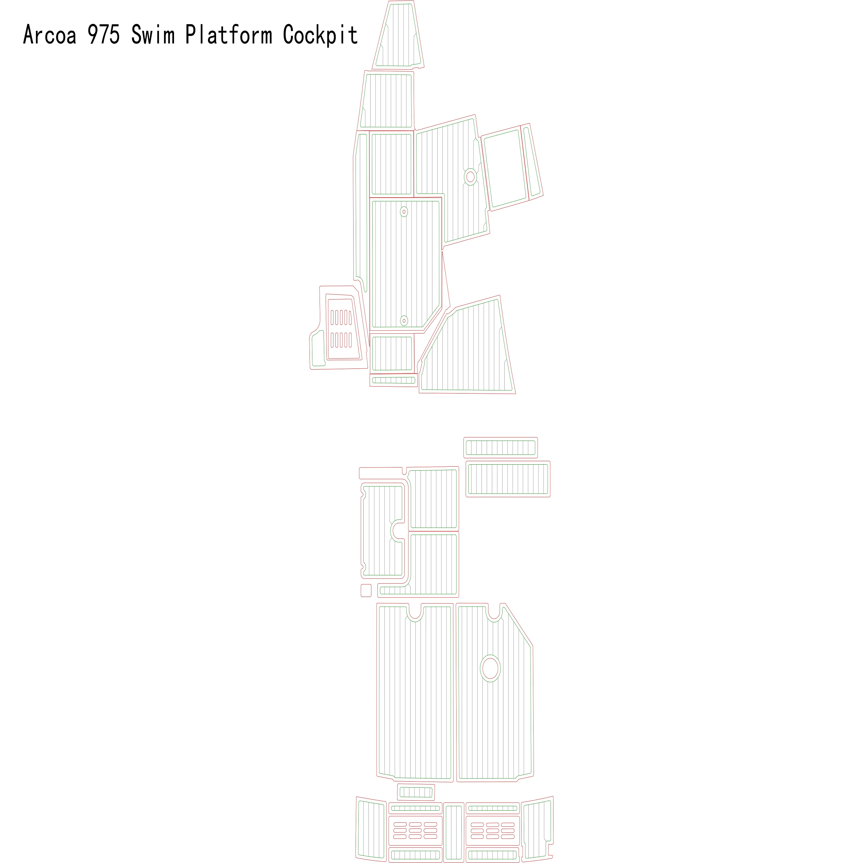 

Arcoa 975 Swim Platform Cockpit Boat EVA Faux Teak Deck Floor Pad