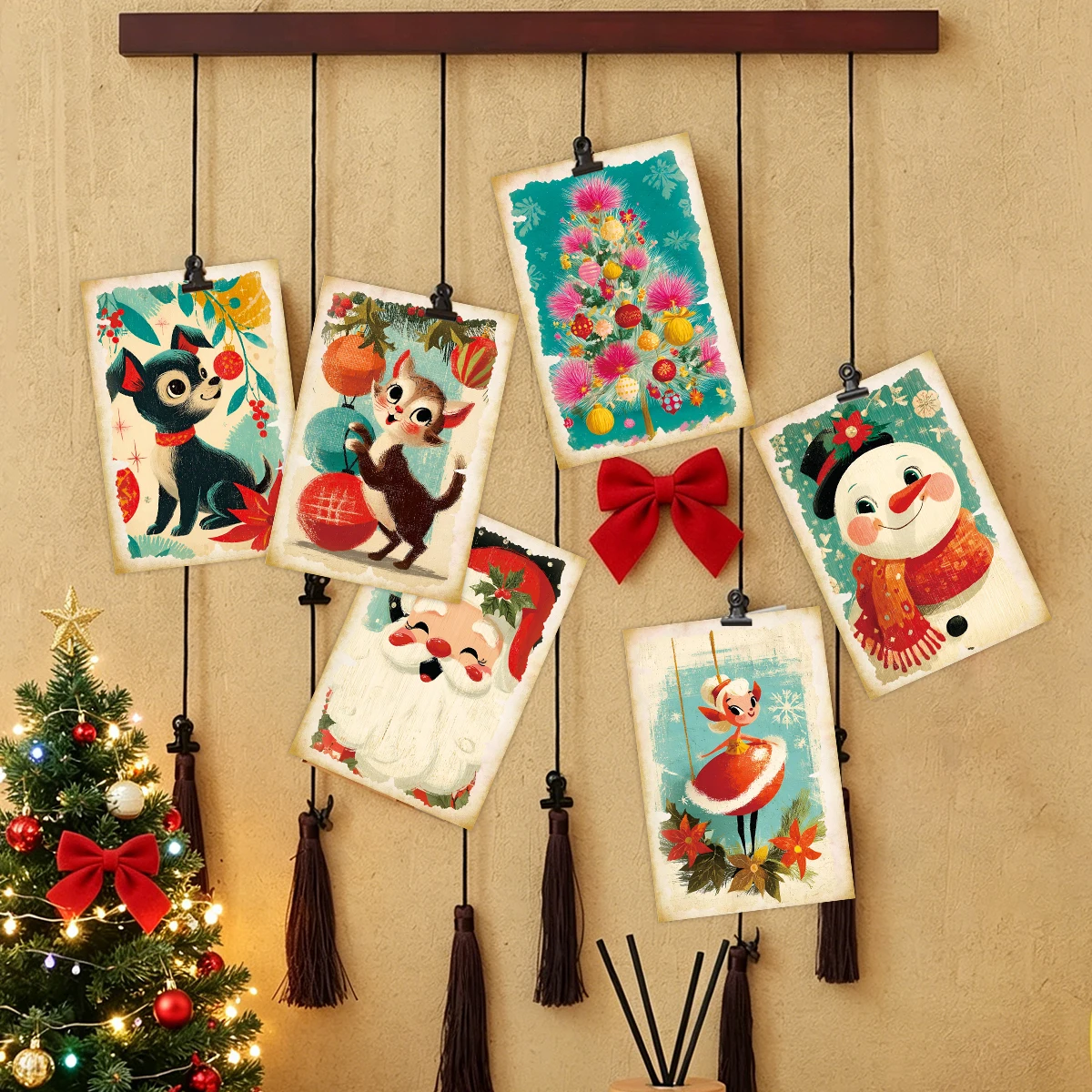 20 Stück nostalgische Weihnachtspostkarten für Heimdekoration, Geschenkanhänger, Partygeschenke, Fotowand-Kunstcollage, Weihnachtsgeschenkverpackungs-Accessoires – Detail 4