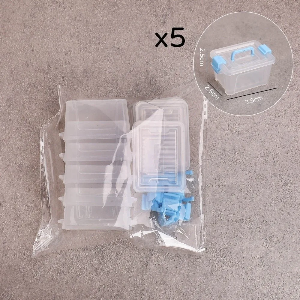 

5Pcs Portable Mini Dollhouse Storage Box Clear Plastic Toolbox Model Dollhouse Handheld Box Micro Scene