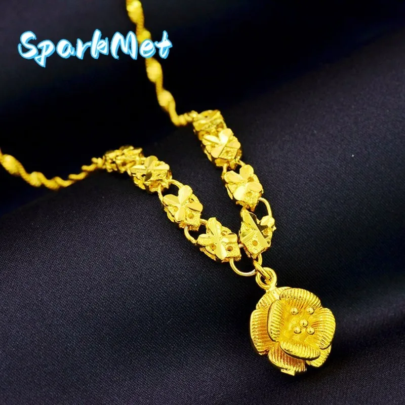 

Sparkmet Versatile Women's Rose 9999 24K Real Gold Wedding Necklace Wedding Gifts for Girlfriend necklace for women