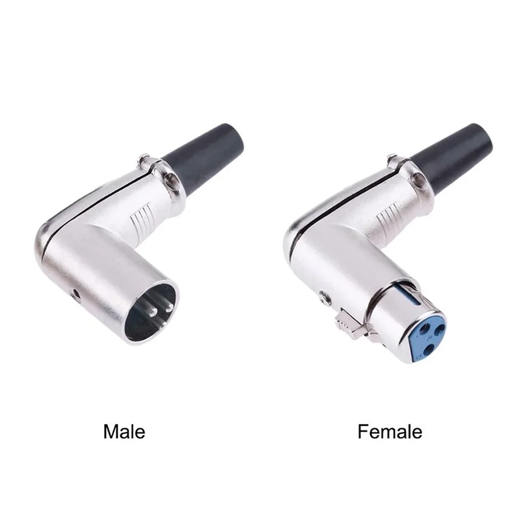 3 PIN XLR Connector Male Female Plug Jack Microphone Cable Adapter 90 Degree L Type Shape Right Angle MIC Adapter