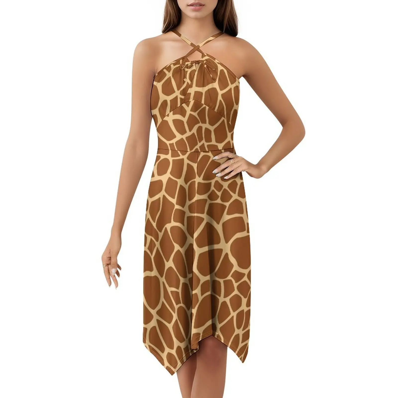 

Giraffe Pattern Sweetheart Neckline Dress Elegant Summer Party Dress For Women Giraffe Giraffe Pattern Cute Giraffe Female