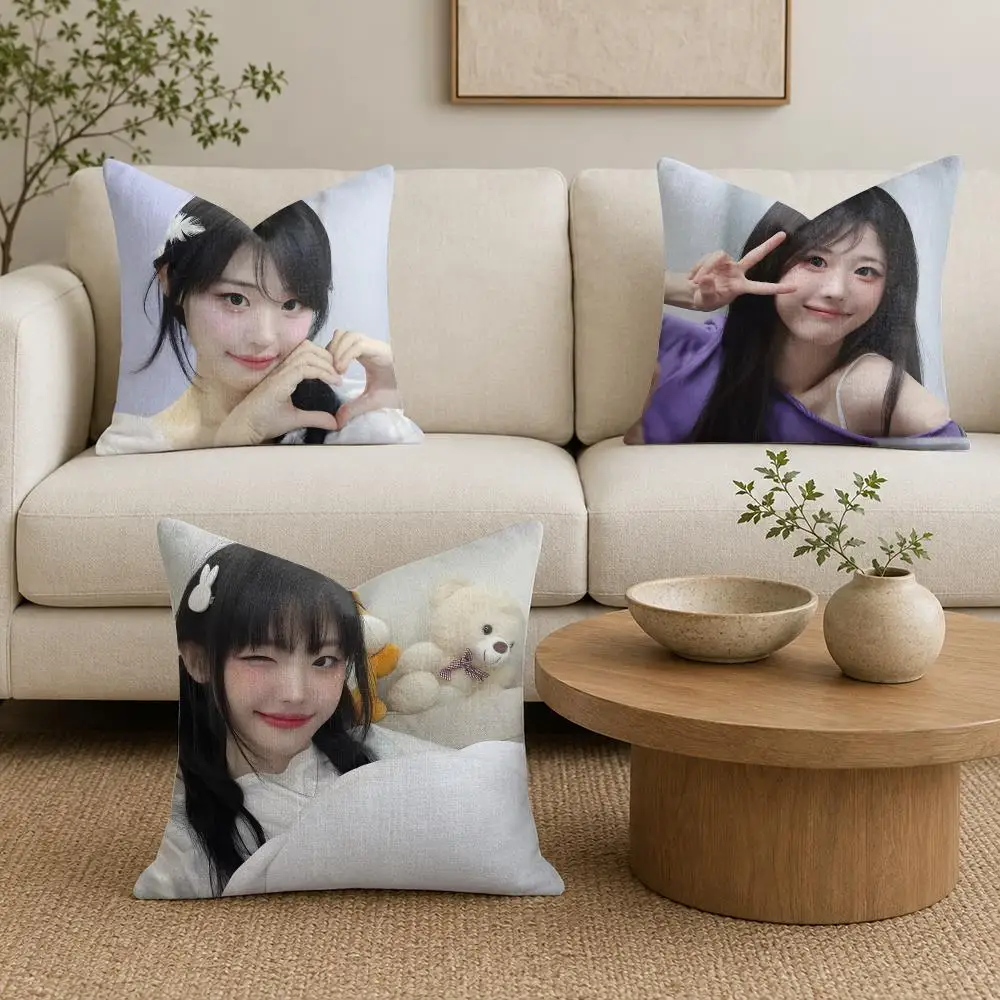 Idol Kpop QWER H-Hina Cushion Cover Organic Linen Square Pillow Case Durable Non-Allergenic And Kind To Skin