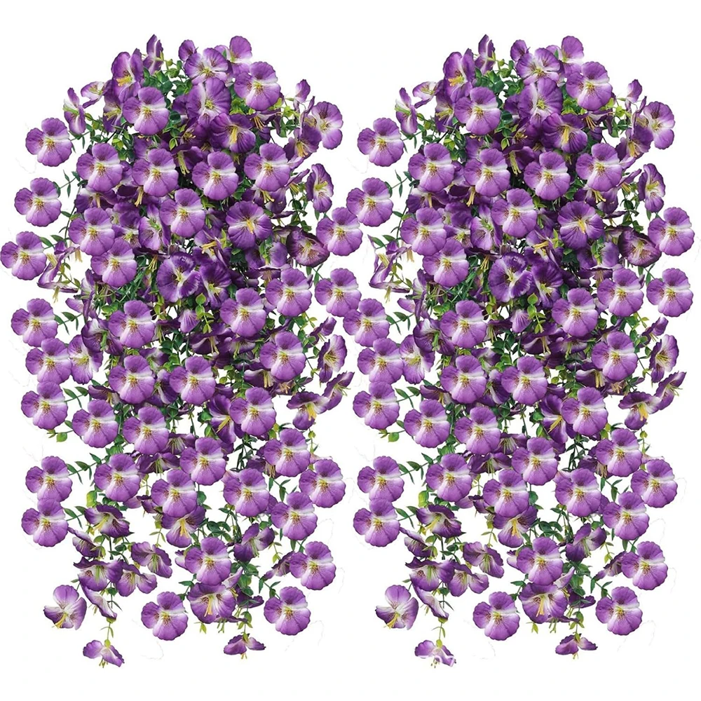 1/2 Stück violette künstliche Blumenranken, 75 cm, künstliche Pflanze zum Aufhängen an der Wand für Zuhause, Zimmer, Garten, Hochzeit, Dekoration, Blumenkorb – Detail 9
