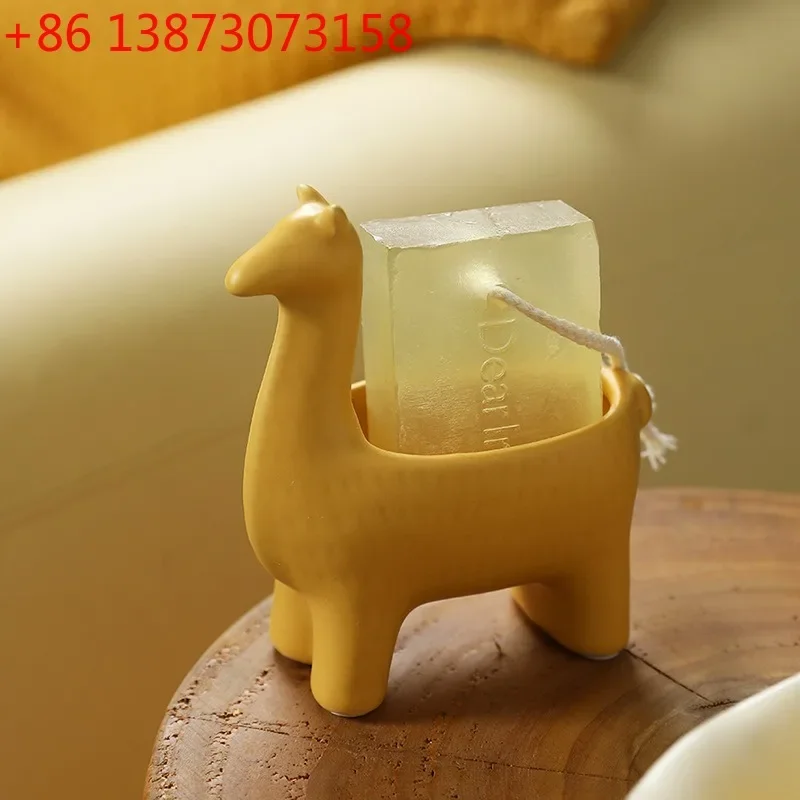Ceramics Creative Cute Figurines Small-sized Solid Color Llama Living Room Storage Holders Easy Cleaning Simple Home Decor