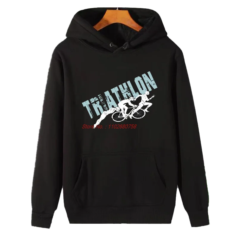 Swim Bike Run Triathlon Retro Graphic Hooded Sweatshirts Winter Hoodie Thick Sweater Suitable For All Ages Men's Winter Clothes
