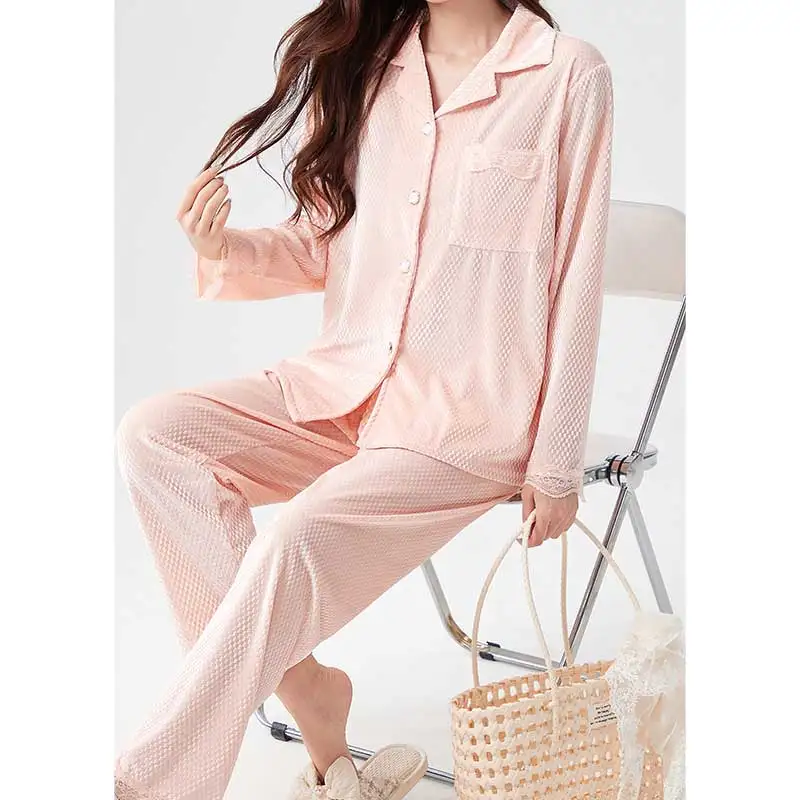 

Pajama Sets Long Sleeve Short Pants Women Velvet Tie Front Elegant Dark Button Collar Formal Beautiful Fancy Classical Female OL