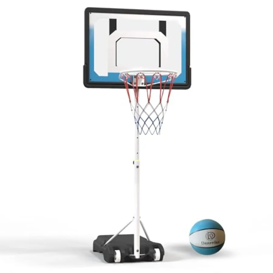 

Pool Basketball Hoop Height Adjustable 3.9" to 6.9" PE Frame Water Base Includes Air Pump 8-Inch Rubber Ball Indoor and Outdoor