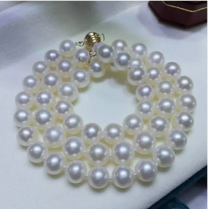 

long AAAAA LUSTER 10-11mm Natural South sea white Pearl Necklace 18"