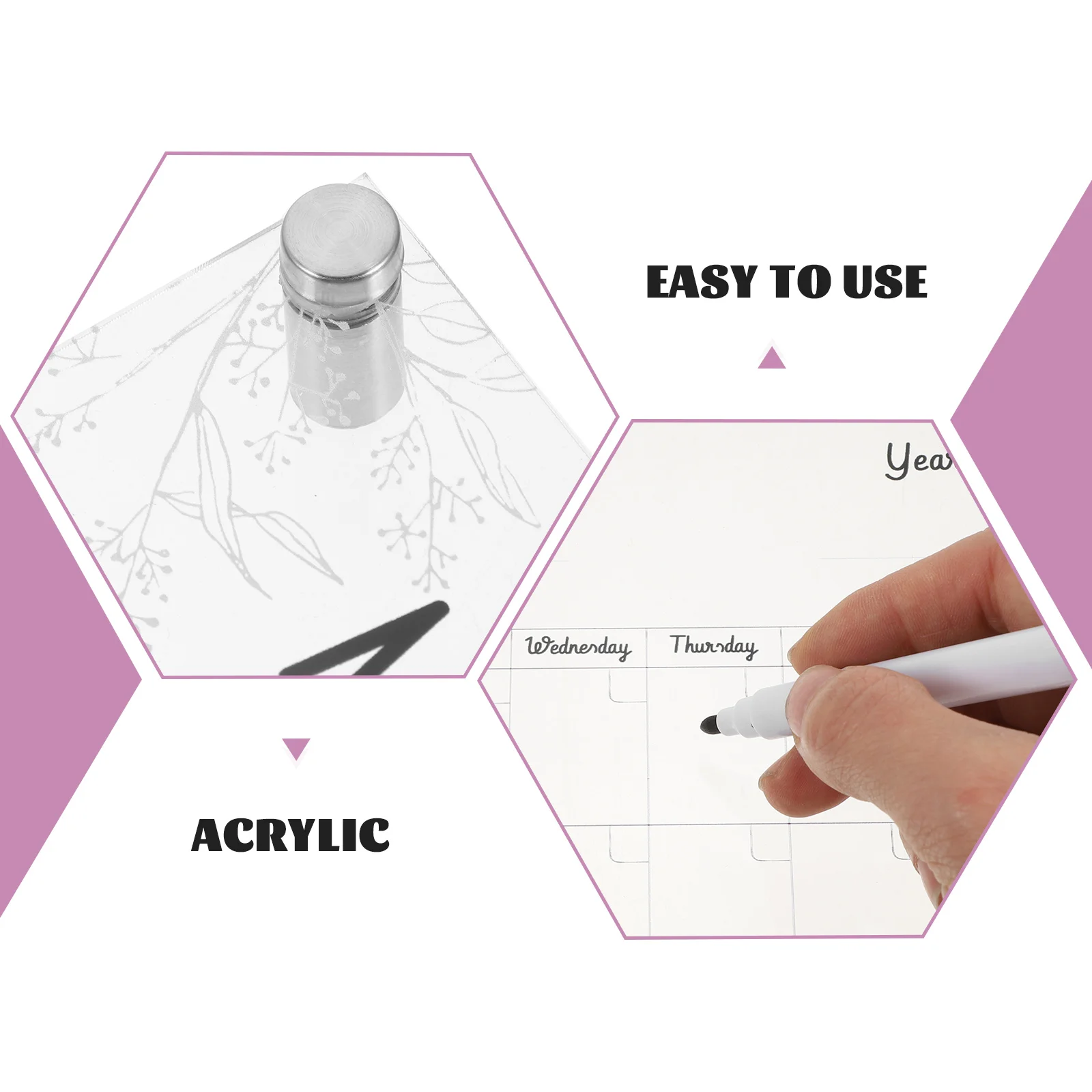 

3D Acrylic Note Erasable Message Multi-Functional Document Holder Clear Reusable Writing Hanging Wall Mounted Sign Office Home