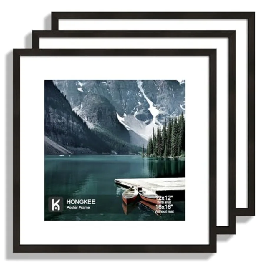 

Набор из 3 квадратных рамок 16x16 - для фотографий 12x12 с подложкой или постеров 16x16 без подложки, для горизонтального и вертикального крепления на стену.