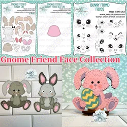 Bunny Gnome Friend Faces Collection Metal Cutting Dies Clear Stamps DIY Making Card Scrapbook Embossed Paper Album Craft Supplie